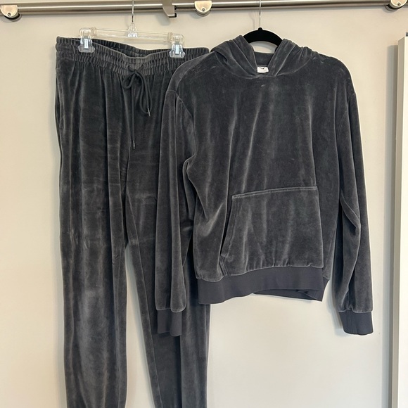Aritzia TNA Echo Grey velour hoodie and joggers. Size medium - Picture 2 of 3